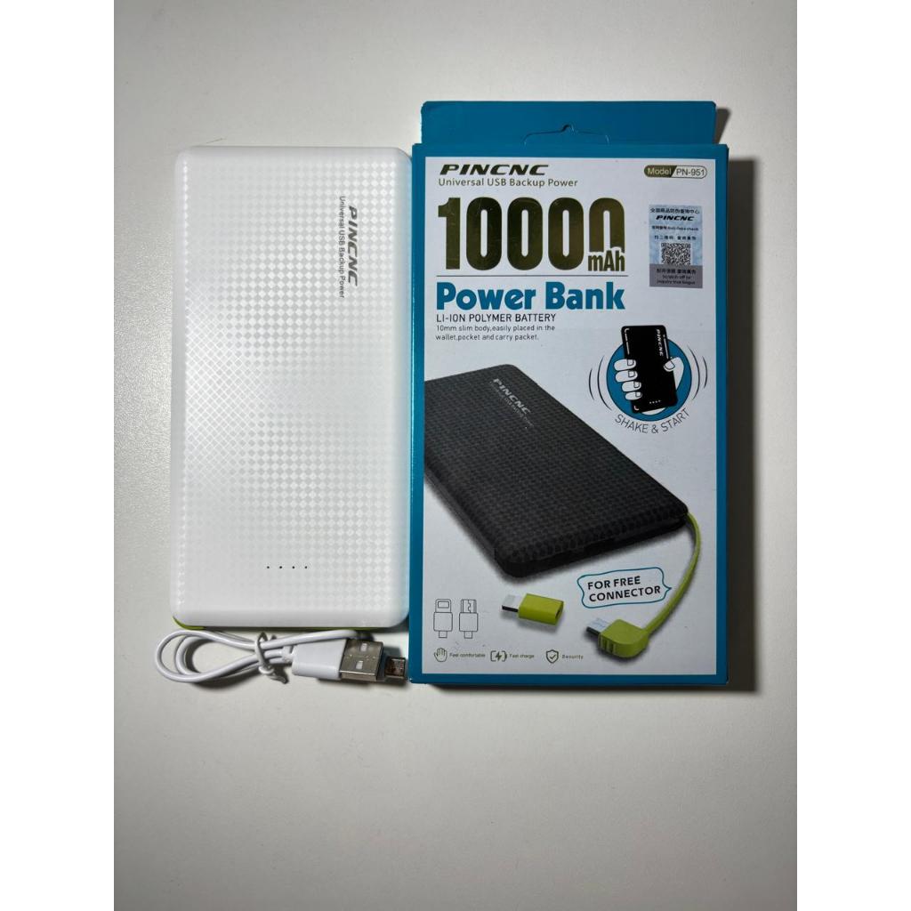 Power Bank PINCNC 10000mAh PN-951 - Carregador Portátil Ultra Slim com Tecnologia Shake & Start