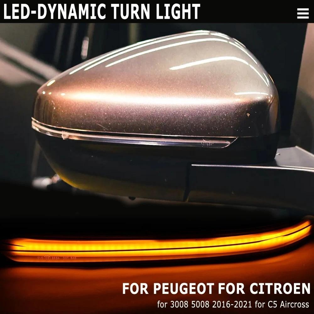 Para Peugeot 3008 P84 5008 T87 Citroen C5 Aircross 2017-2020 LED Dinâmico Sinal De Volta Luz Espelho Lateral Indicador D