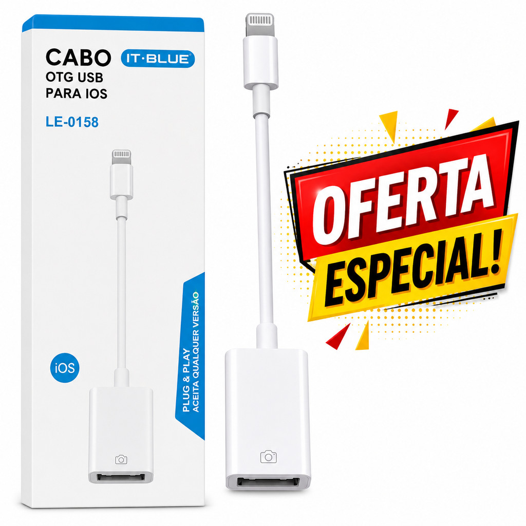 Adaptador OTG Lightning LE-0158 USB iPhone Pendrive  Mouse iOS Transferência de Dados