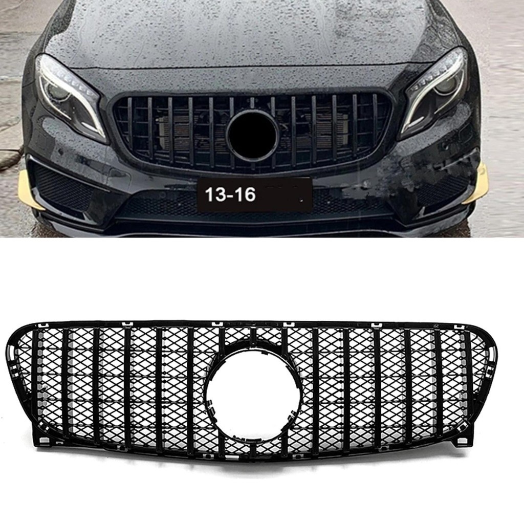 Grade Dianteira Para Mercedes-Benz GLA Classe X156 2014-2016 GT Estilo GLA200 GLA250 Preto/Prata Capô De-Choque Superior