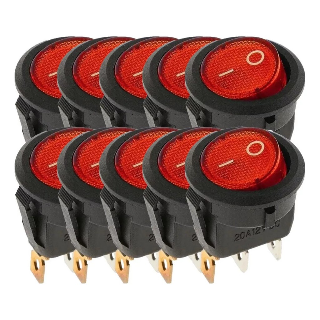 Kit 10x Chaves Gangorra Redondas ON/OFF – Modelo KCD1-106N | 10A/125V – 6A/250V