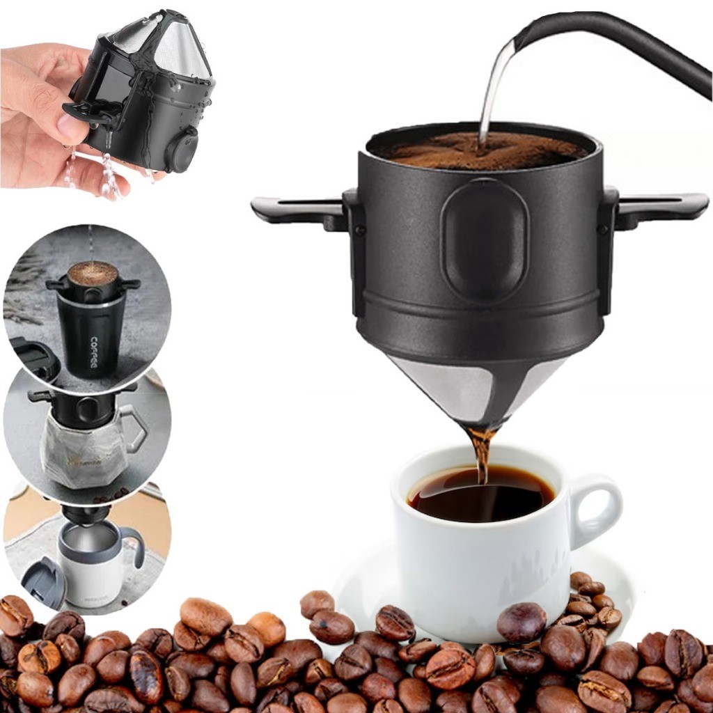 Mini Filtro De Café Chá Coador De Café Sem Papel Reutilizável Portátil Inox para casa escritório e viagens