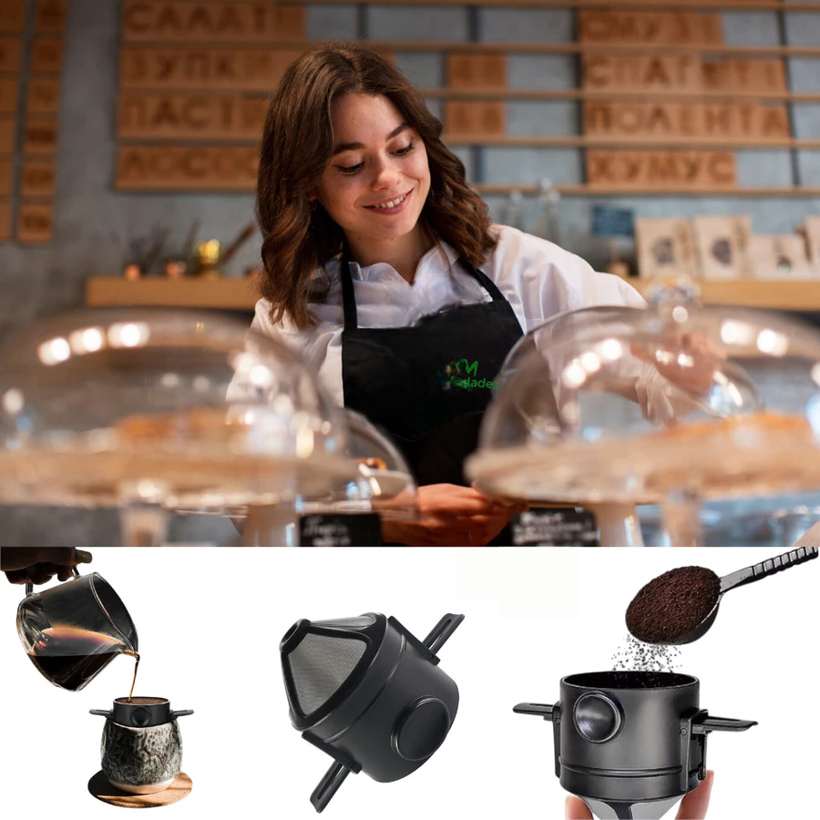 Mini Filtro Coador De Café Portátil Reutilizável Com Suporte Dobrável Trabalho Casa Viagem Lazer