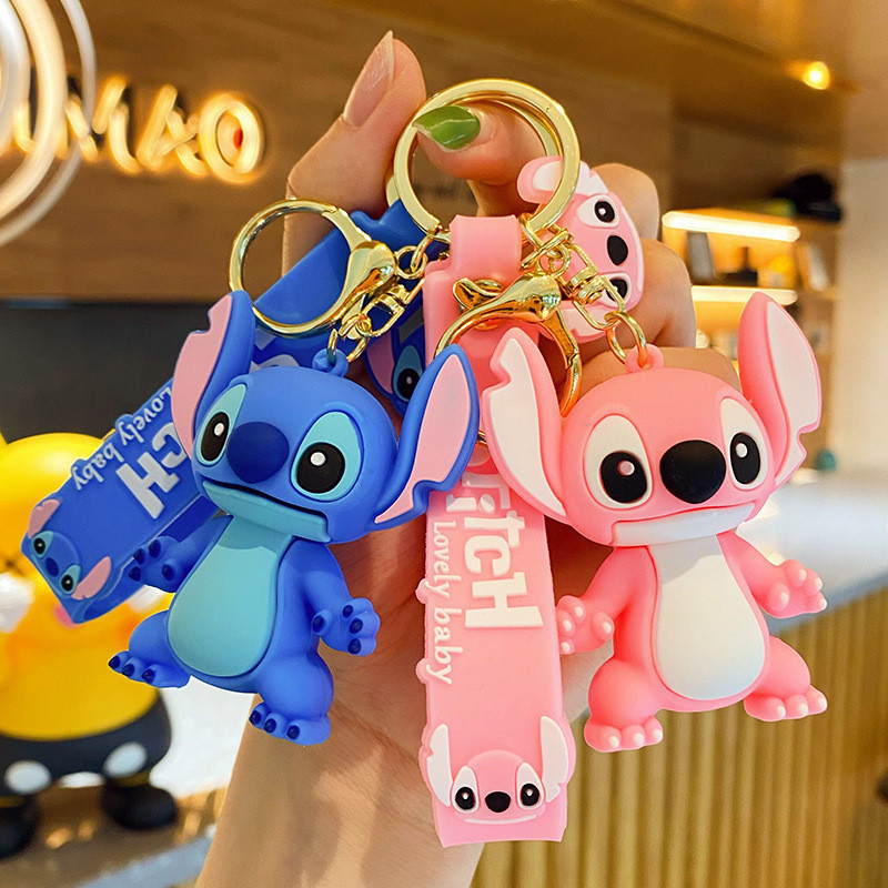 Novo Anime Disney Chaveiro Dos Desenhos Animados Mickey Mouse Minnie Lilo & Stitch Bonito Boneca Ornamento Pingente Cria