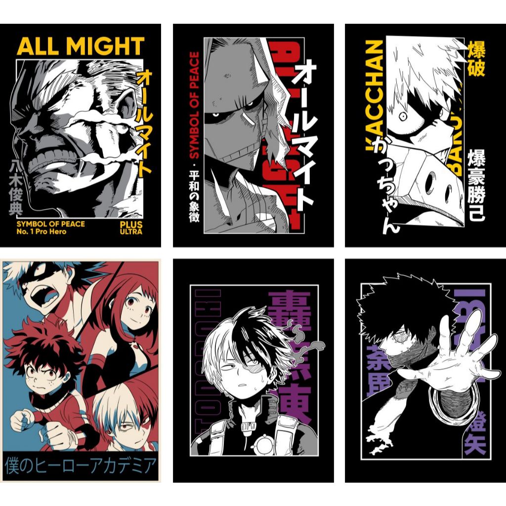 Placa Decorativa Boku No Hero Quadros Decorativos para Quarto 20x28cm Decoração My Hero Academia