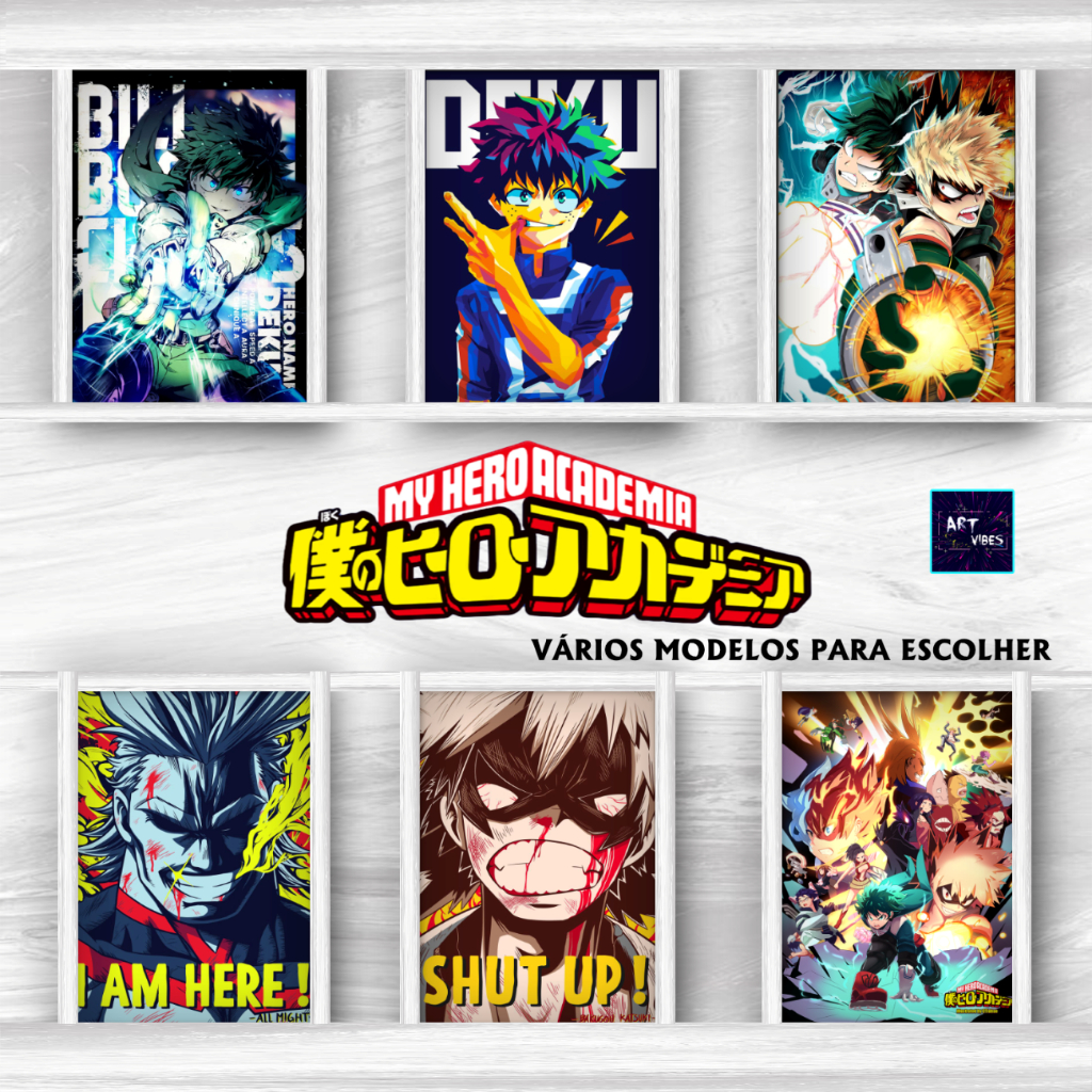 Kit Placas Decorativas Quadros Boku No Hero My Hero Academia Anime Decoração