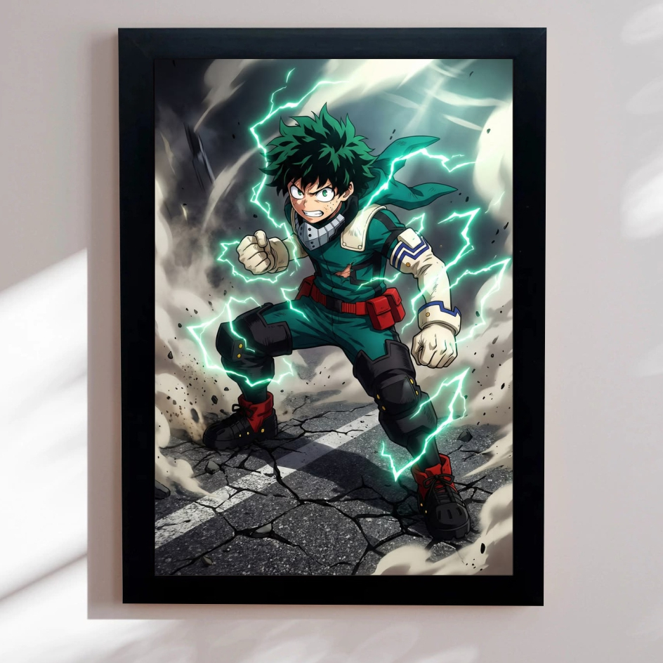 Quadro Decorativo My Hero Academia com Moldura e Proteção frontal 21x30cm ANIME