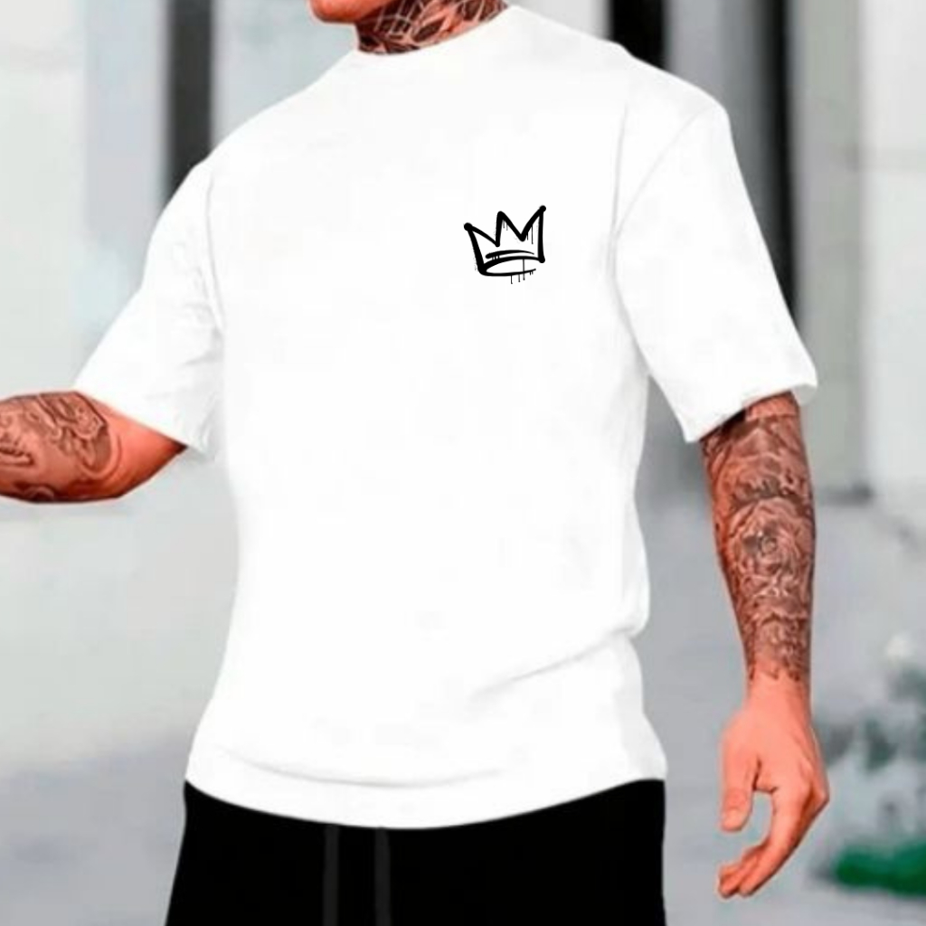 Camiseta Masculina Feminina Coroa Blusa Manga Curta Casual Premium