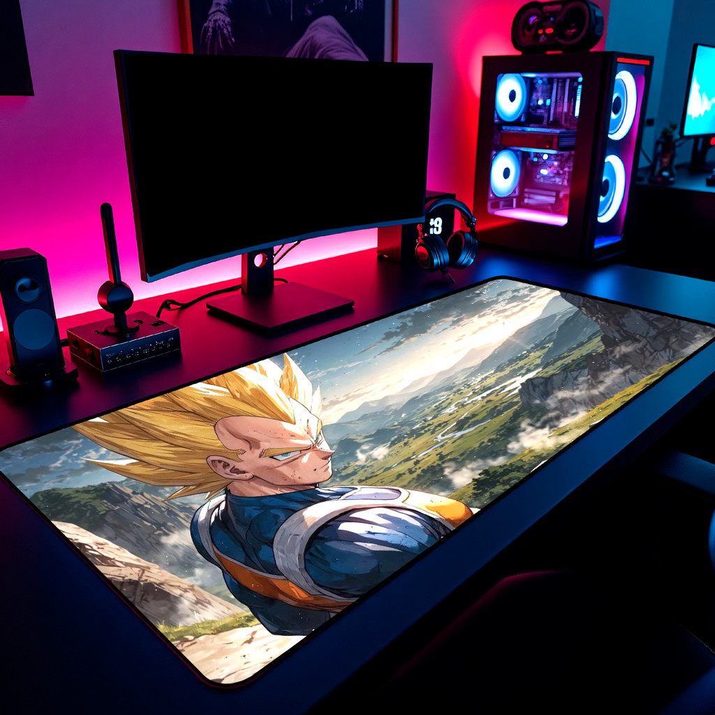 Mouse Pad Vegeta Dbz Gamer 65x30cm / 80x40cam / 90x50cm / 120x60cm Borda Costurada