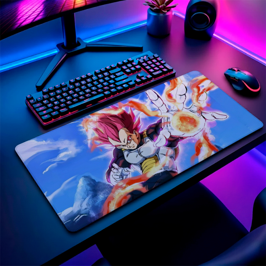 MousePad Speed Gamer Antiderrapante Bordas Costuradas Confortavel Liso Com Estampa De Anime DBZ Vejeta SSG God.