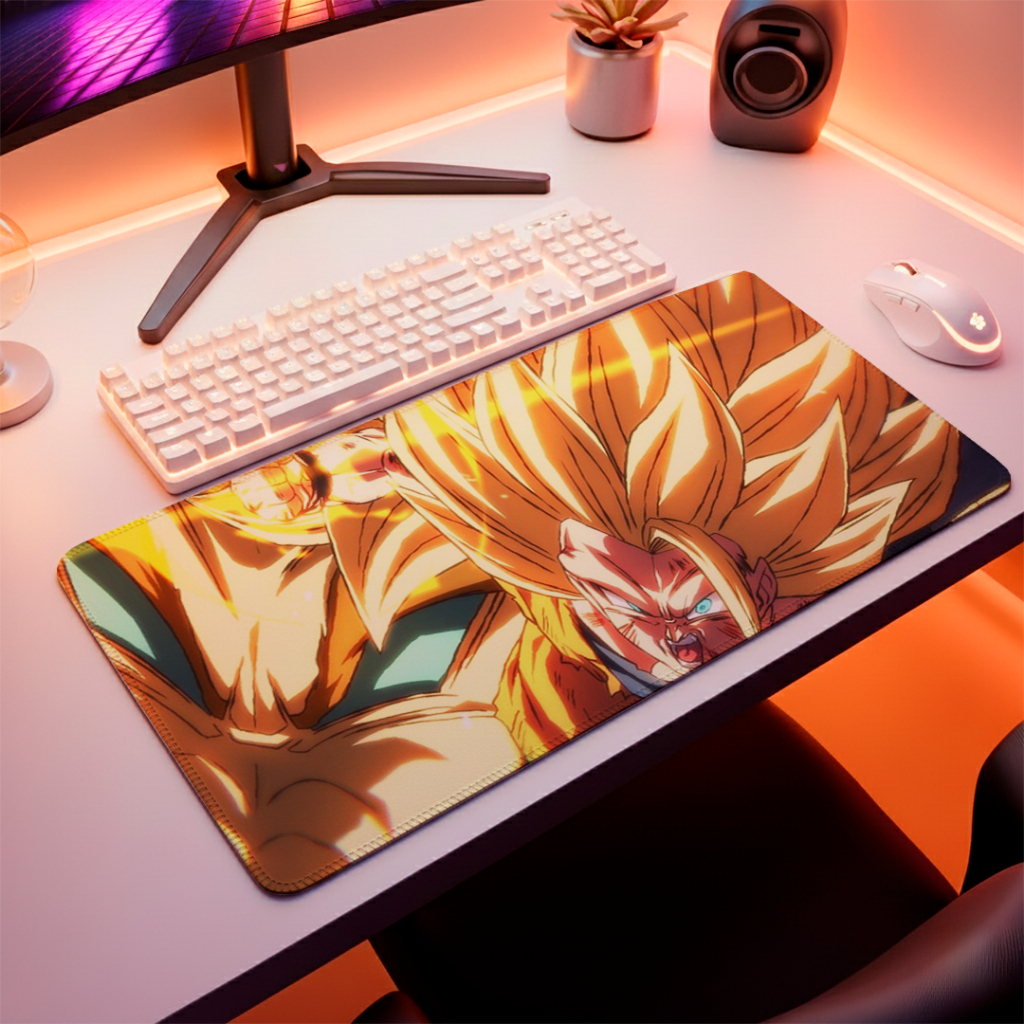 Mousepad Gamer Goku SSJ3 DBZ Dragon Ball Z Anime Tamanhos Variados Estampado C/ Borda Costurada Reforçada Speed Pc