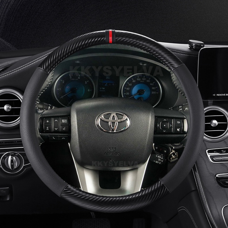 Capa De Couro Para Volante De Carro , Fibra De Carbono , Toyota Fortuner 2016-2019 2021 2023 Hilux 2015-2019 2020 2022 ,