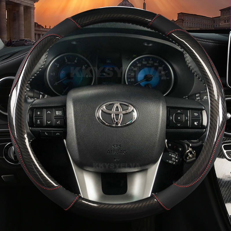 Capa De Couro Para Volante De Carro , Fibra De Carbono , Toyota Fortuner 2016-2019 2021 2022 Hilux 2015-2019 2020 2022 ,