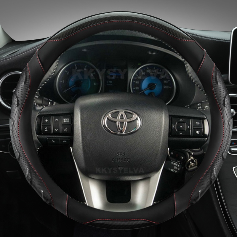 Capa De Couro Para Volante De Carro , Fibra De Carbono , Toyota Fortuner 2016-2019 2021 2022 Hilux 2015-2019 2020 2022 ,