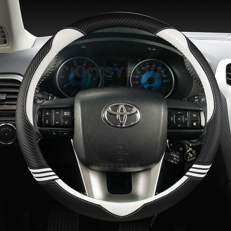 Capa De Couro Para Volante De Carro , Fibra De Carbono , Toyota Fortuner 2016-2019 2021 Hilux 2015-2019 2020 2022 , Aces