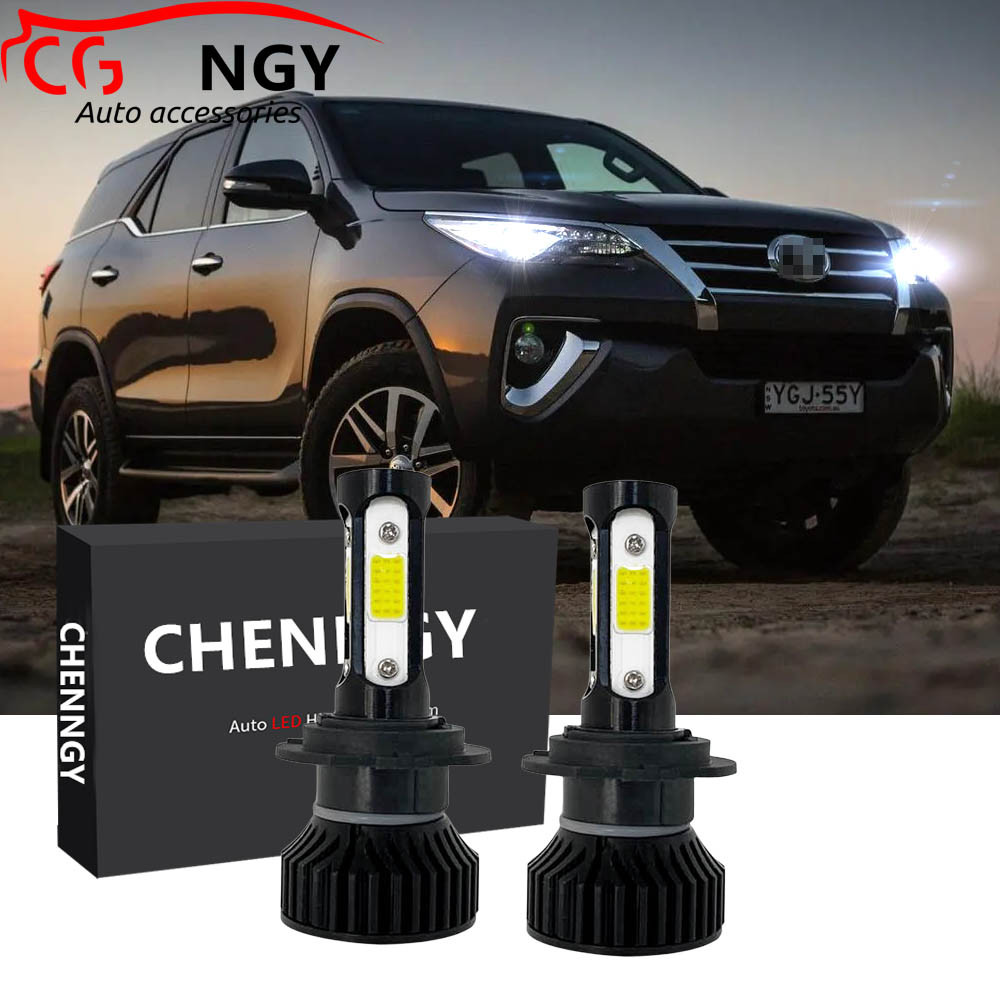 Para TOYOTA FORTUNER Ano 2016 2017 2018 2019 2020 Farol Dianteiro Do Carro Lâmpadas BHLamp-Kit De LED V4 6000K Substitui