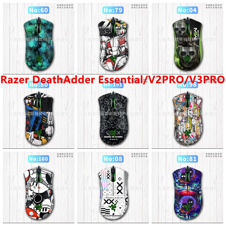 Adesivo De Pele De 30 Cores Compatível Com Razer DeathAdder Essential/V2 Pro/V3 Mouse Decalque De Vinil Conjunto Complet
