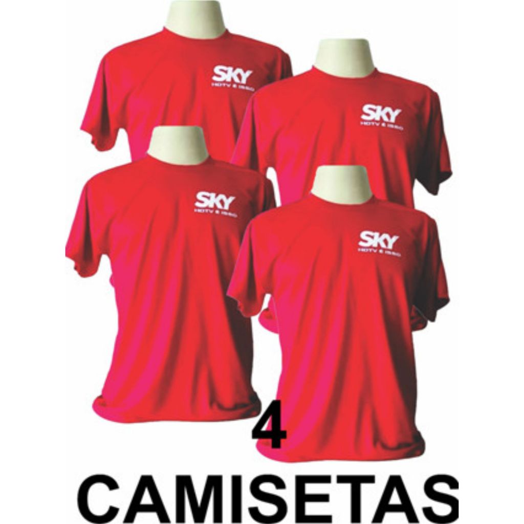 Camiseta Sky HDTV Técnico Antena kit 4 camisetas