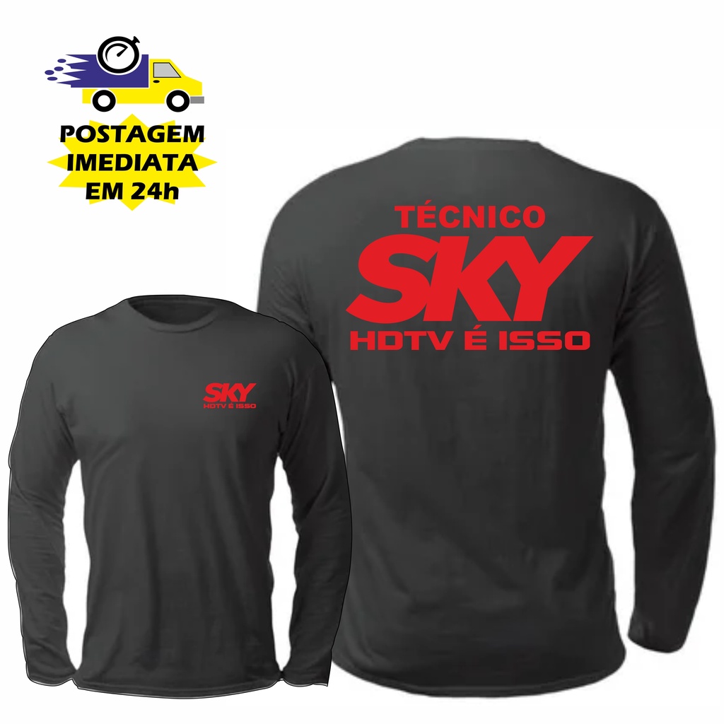 Camiseta Sky HDTV Técnico Manga longa