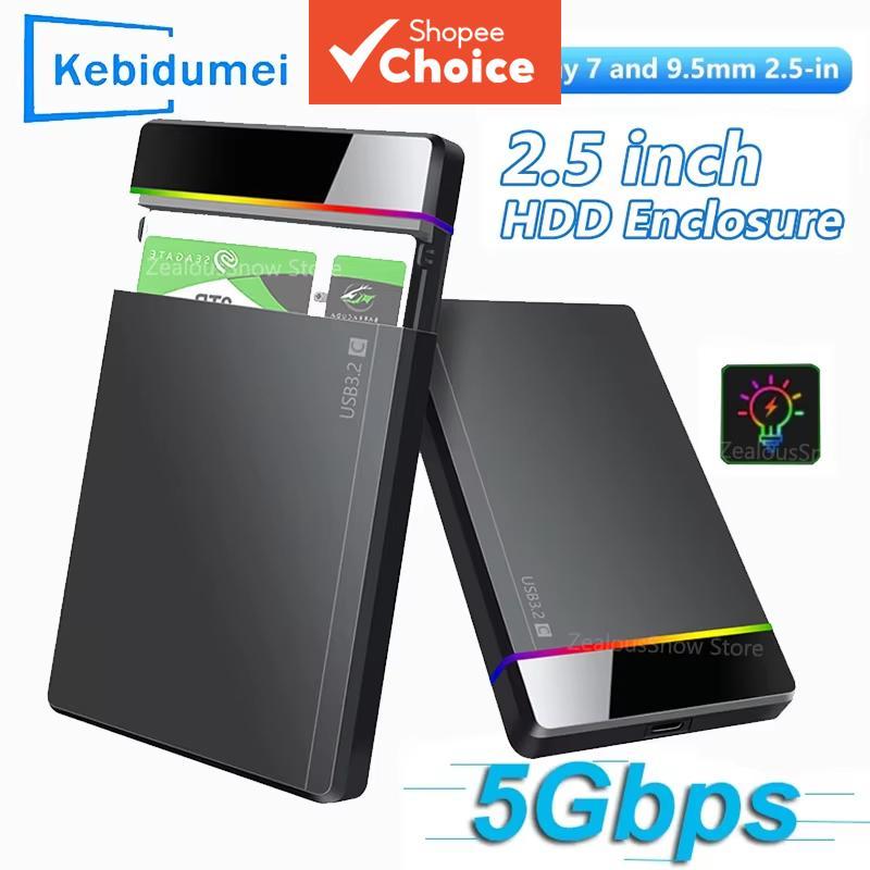 2026 Nova Caixa de HD Móvel RGB de 2,5 polegadas Sem Ferramentas USB 3.2 Gen1 5Gbps Gabinete Tipo C para Laptop e