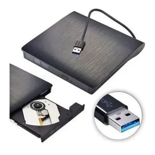 Gravador e Leitor CD/DVD Externo Knup KP-LE303 Slim USB 3.0 + Tipo-C 5Gbps para PC Ultrabook