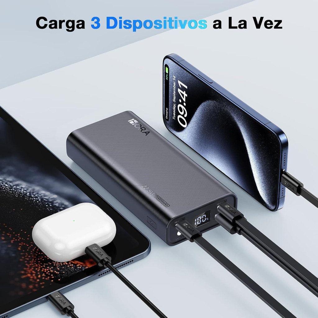POWER BANK 20000MAH PD20W PRETO