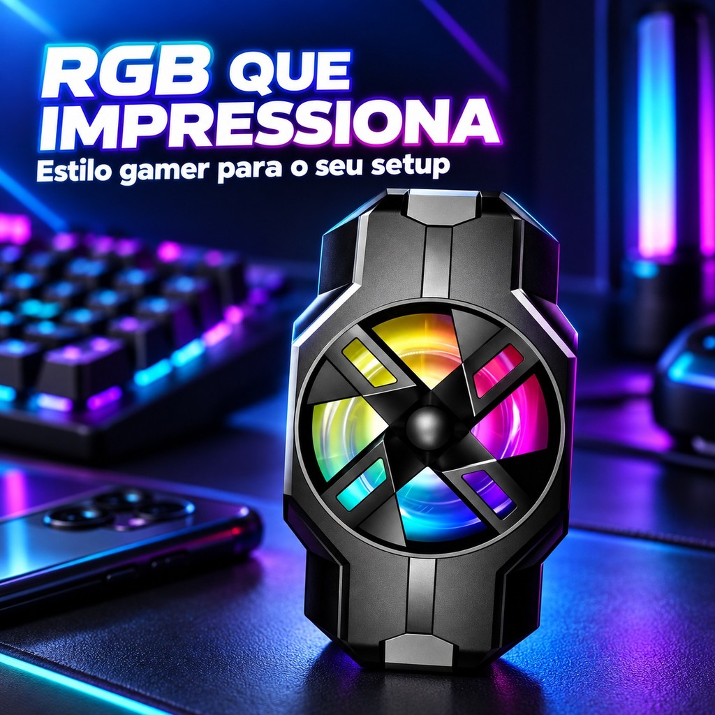Cooler Refrigerador Portátil Gamer Para Celular Preto RGB