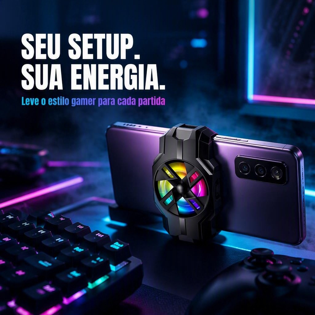 Cooler Refrigerador Portátil Gamer Para Celular Preto RGB