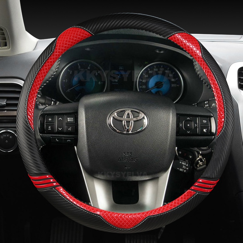 Capa De Couro Para Volante De Carro , Fibra De Carbono , Toyota Fortuner 2016-2019 2021 Hilux 2015-2019 2020 2022 , Aces