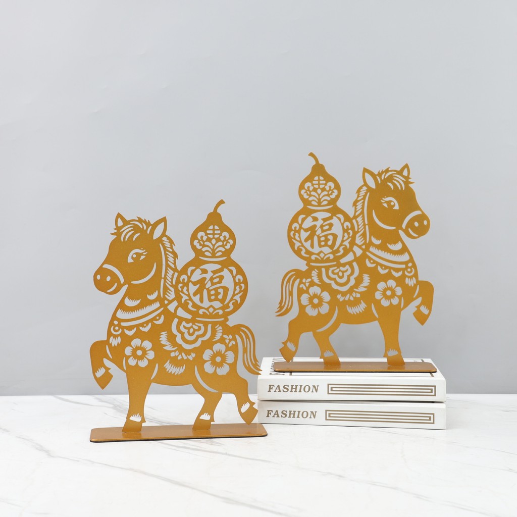 Q86M New Chinese-style creative metal paper-cut lucky character gourd horse ornament for entryway, TV cabinet, model roo