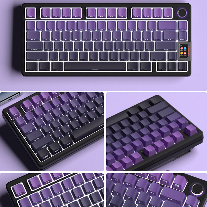 Preto Roxo Gradiente 130 Teclas Shine-Through Cherry Profile Double-Shot PBT Keycap