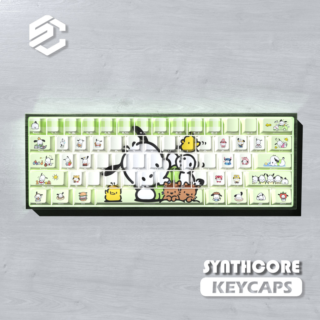 Pochacco 74 Teclas Shine-Through Cherry Profile Double-Shot PBT Keycap