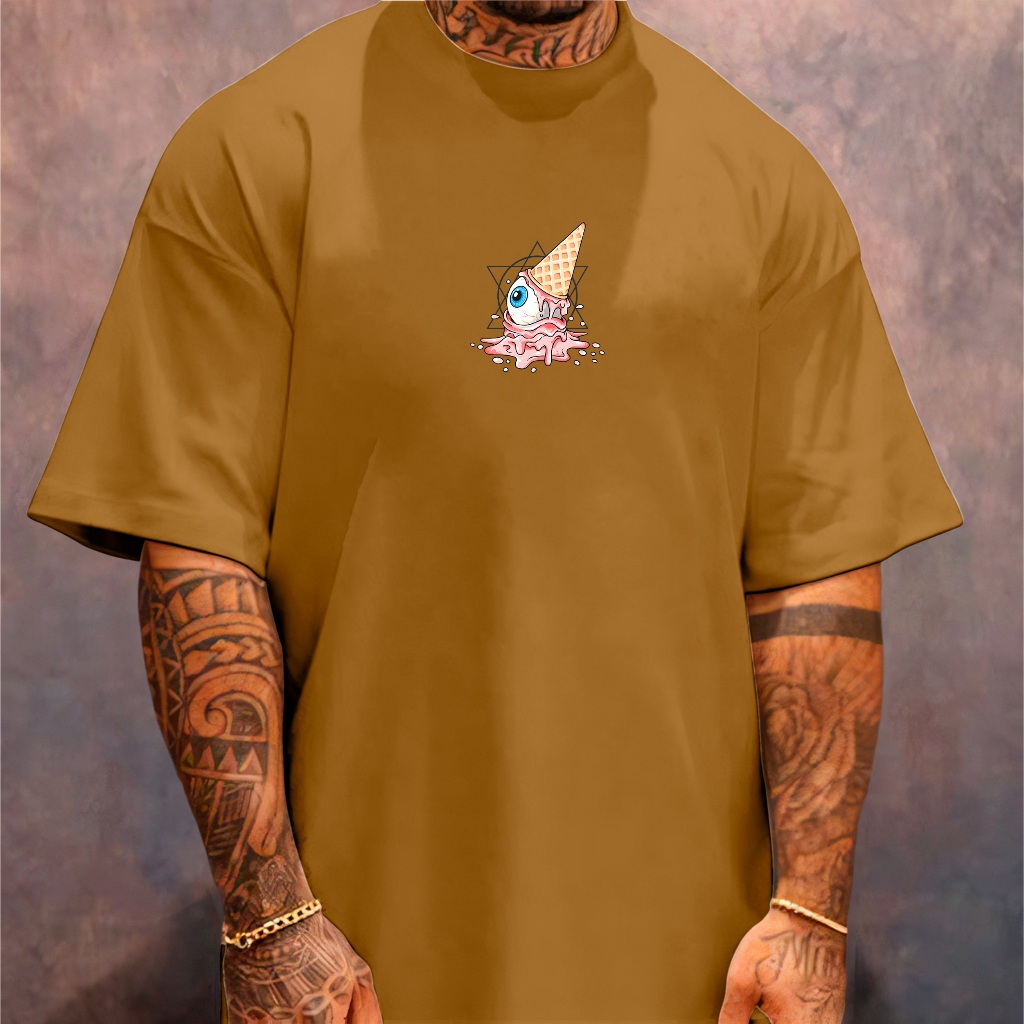 Camiseta Oversized Streetwear Masculina Gola Alta Tecido Grosso Meme