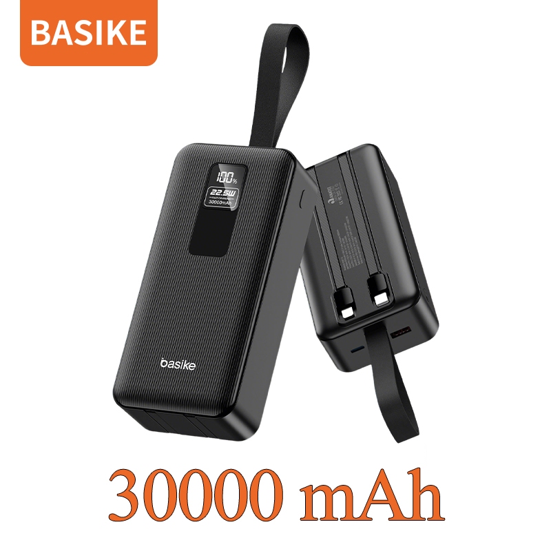 Basike Carregador Portátil Power Bank 30000mAh Turbo com Display Led Bateria Universal IOS Android e Samsung