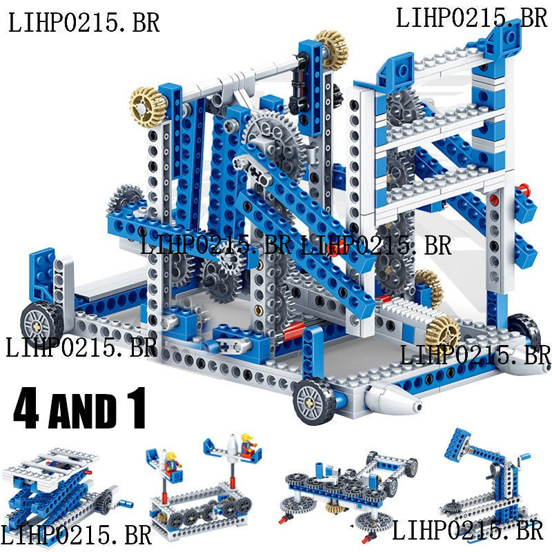 Engrenagem Mecânica Engenharia Técnica De Blocos De Construção Crianças Ciência Educacional STEM 3IN1 Bricks City Toys F