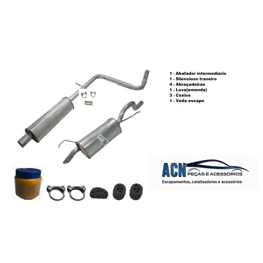 ESCAPAMENTO COMPLETO FIAT PALIO 1.0/1.4 8V 1996 A 2003 E 2009 A 2015