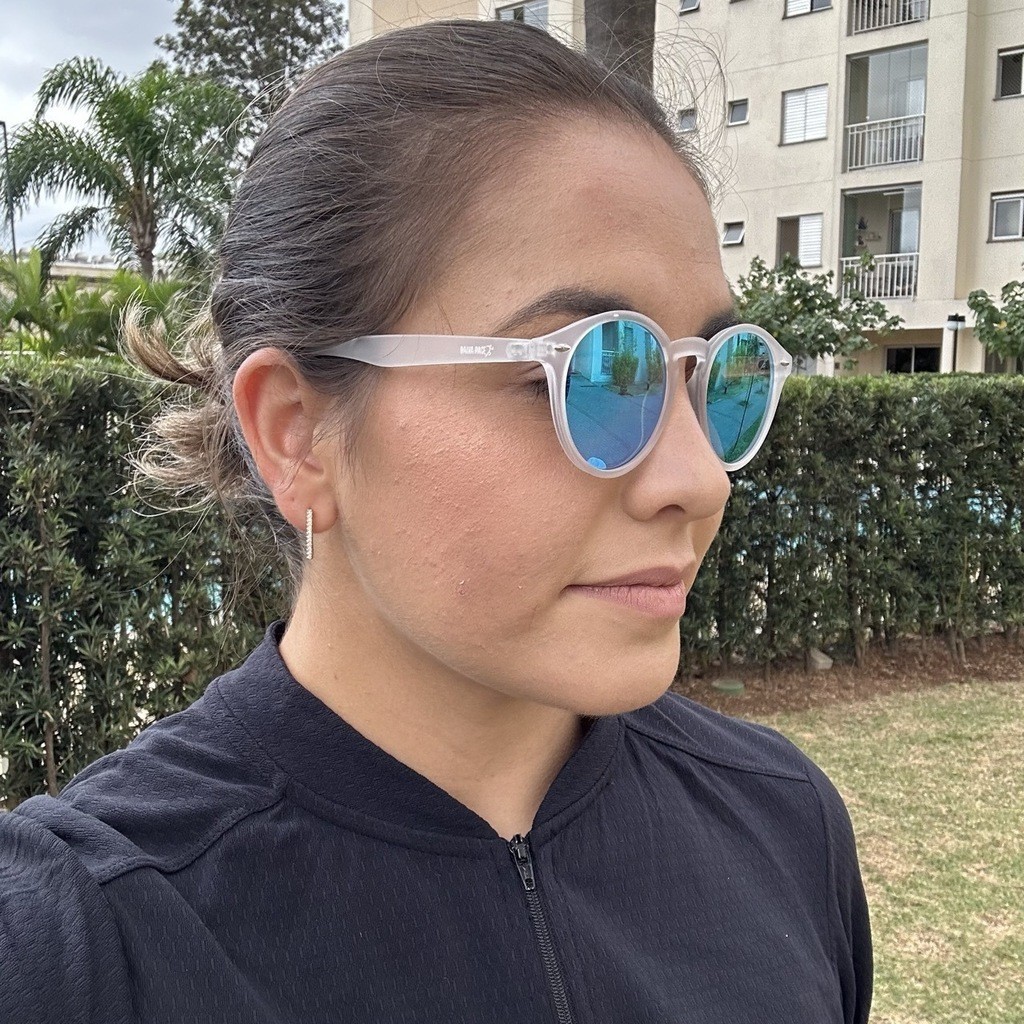 Óculos de Sol Madri Transparente com lente Azul Redondo Polarizado para Corredores