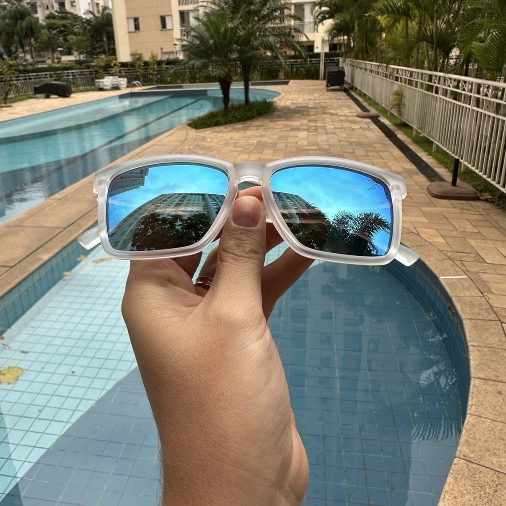 Óculos de Sol Inter Transparente com lente Azul Quadrado Polarizado para Corredores