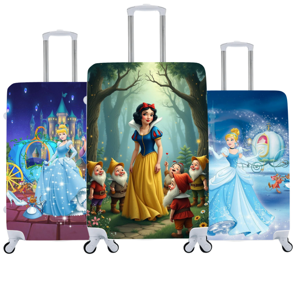 Capa De Mala Personalizada Personagens Princesas-Disney Viagens Bagagem