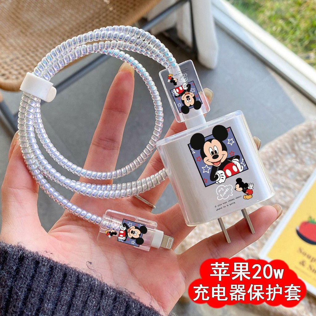 Capa de Proteção para Cabo de Dados Disney Mickey Minnie Compatível com Apple 15 14, Carregador 13 20w, Cabo para Celula