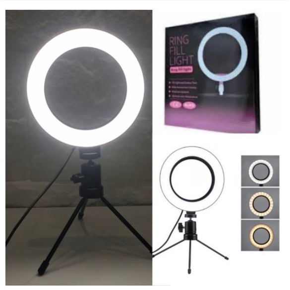 Ring Light de Mesa Blogueira Portátil Luminária De Led 6 Polegadas + Tripé De 16 Cm Right