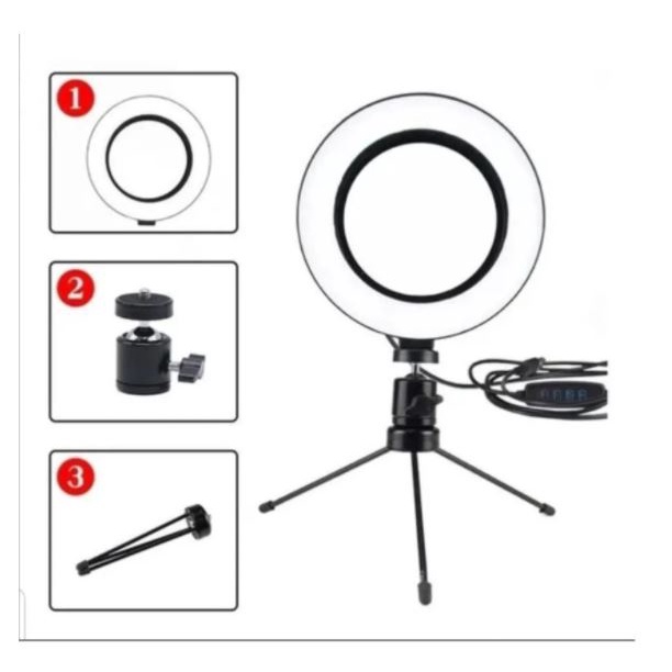 Ring Light de Mesa Blogueira Portátil Luminária De Led 6 Polegadas + Tripé De 16 Cm Right