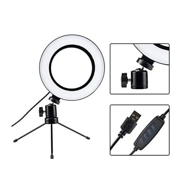 Ring Light de Mesa Blogueira Portátil Luminária De Led 6 Polegadas + Tripé De 16 Cm Right