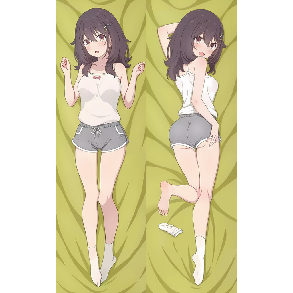 Hibimeshi Kawai Mako Dakimakura Capa De Almofada Dupla Face Impressão Médio Cabelo Castanho Bonito Anime Menina Abraçand