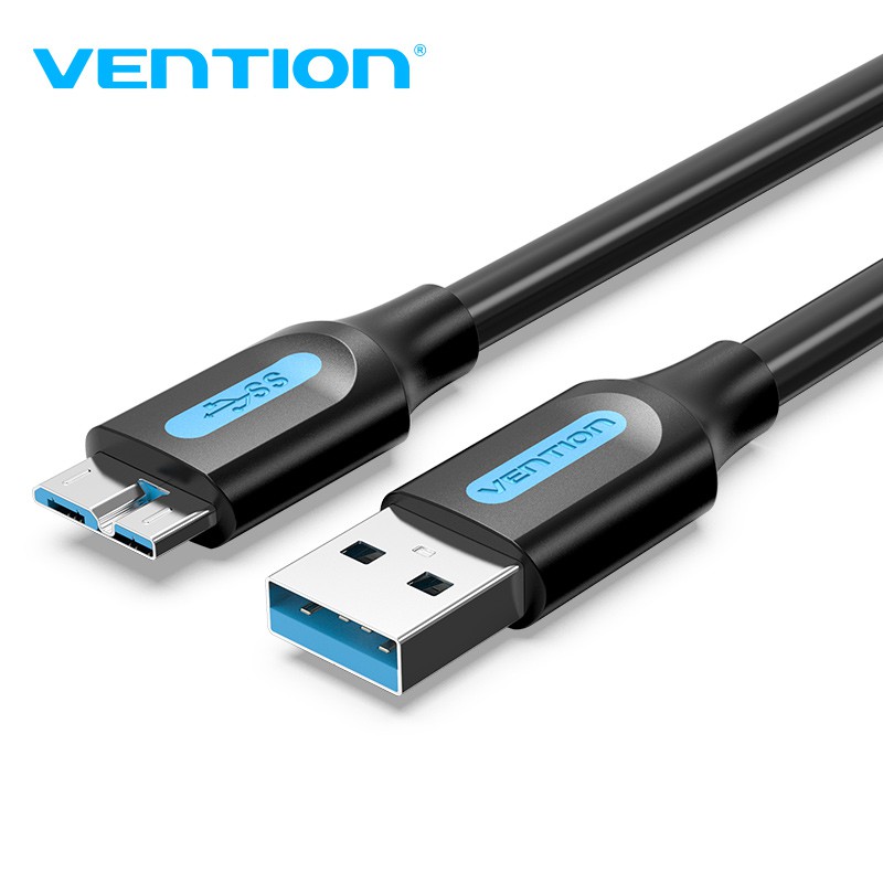 Cabo Micro B USB 3.0 Vention de Alta Velocidade 5Gbps para Carregamento Rápido 3A e Transferência de Dados para Disco