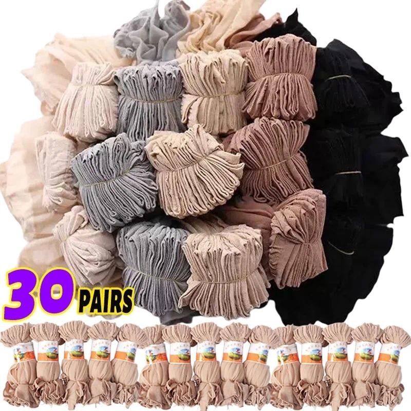 10/30Pairs Meias De Verão Transparentes Ultrathin Mulheres Sockken Nylon Femininas De Tornozelo Curto Elástico Mola De Cristal Sox De Seda