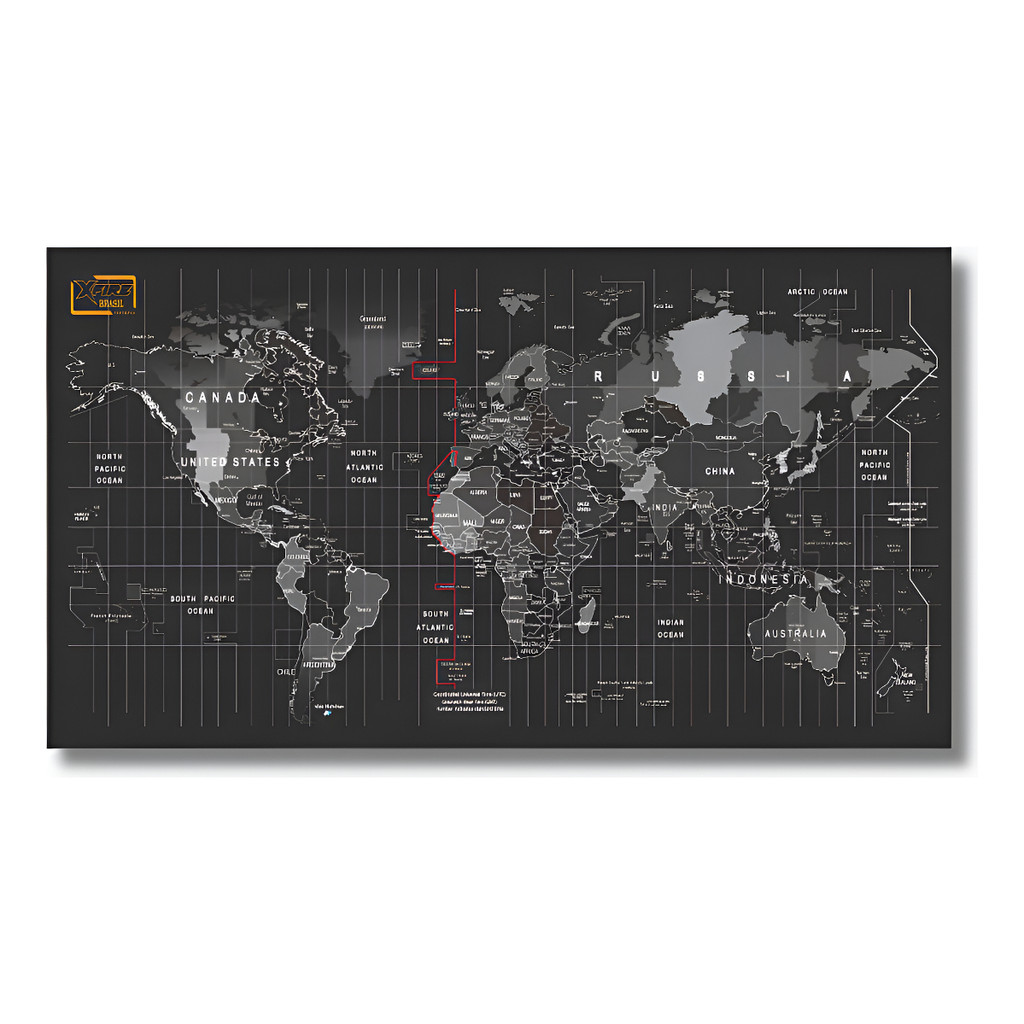 Mousepad Speed Mapa Mundi Cinza Real 75x35 Qualidade Premium