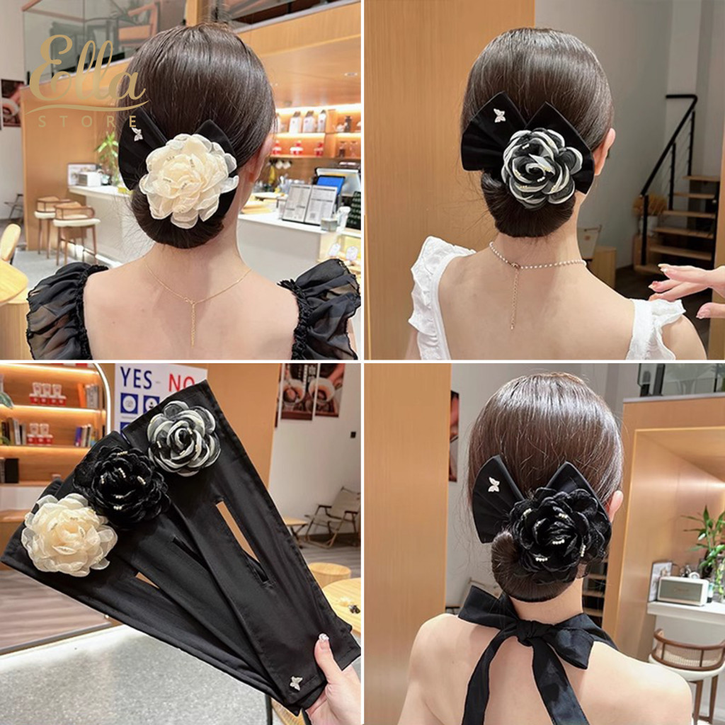Easy to Use Hair Tie Roller Spiral with 3d Mesh Flower Decor – Easy-to-use Wire Bun Maker Band Stylish and Durable Acc