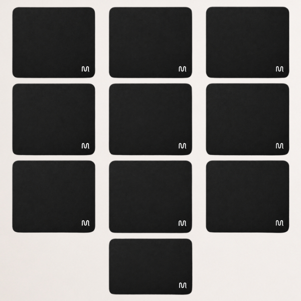Kit 10 Mousepad Multi Liso Básico Preto Base Antiderrapante