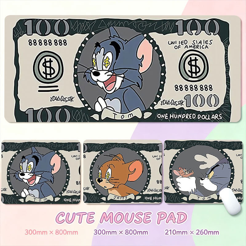 Mouse Pad Estilo Dólar Vintage , Engraçado , Tom E Jerry , Multi Expressão , Estampa De Desenho Animado , Grande , Antid